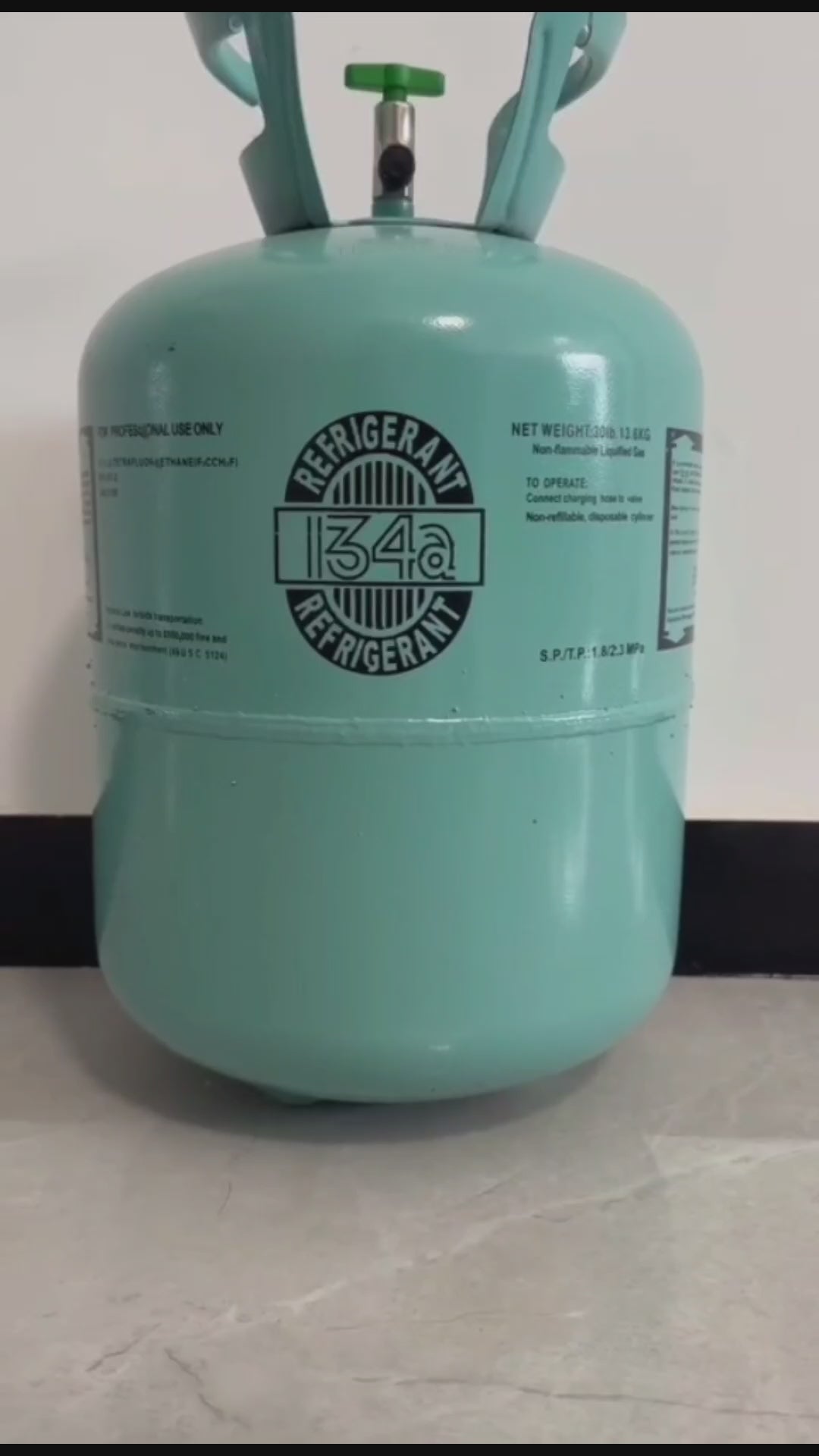 R134a Refrigerant, 30lb Cylinder, Disposable, AUTO/ACME