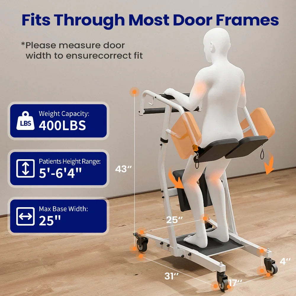 Ergonomic Patient Lift Assist Transfer Wheelchair