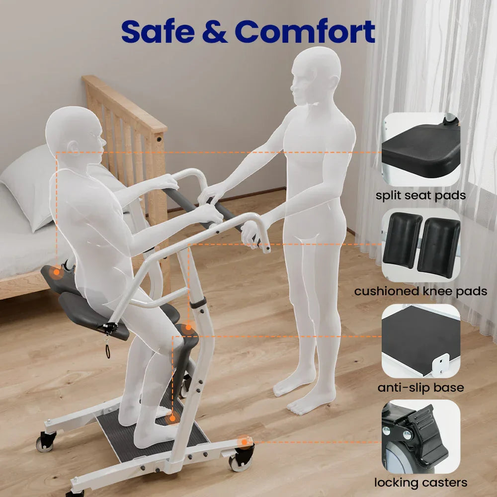 Ergonomic Patient Lift Assist Transfer Wheelchair