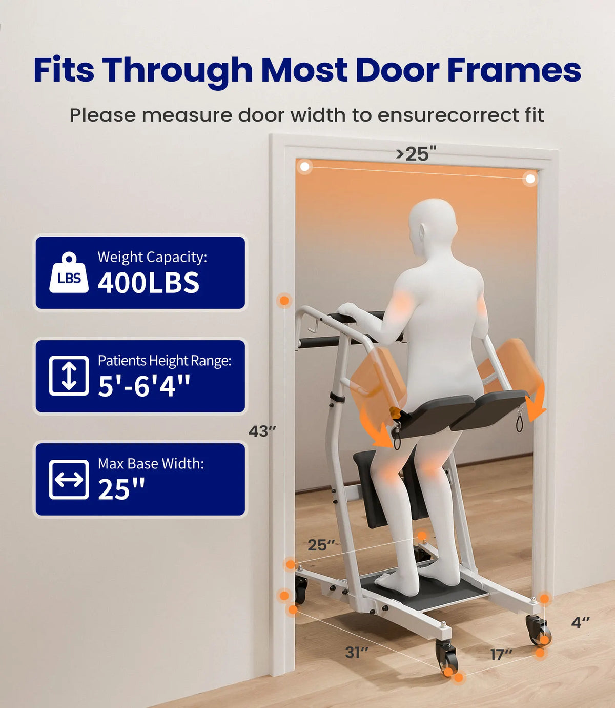 Ergonomic Patient Lift Assist Transfer Wheelchair