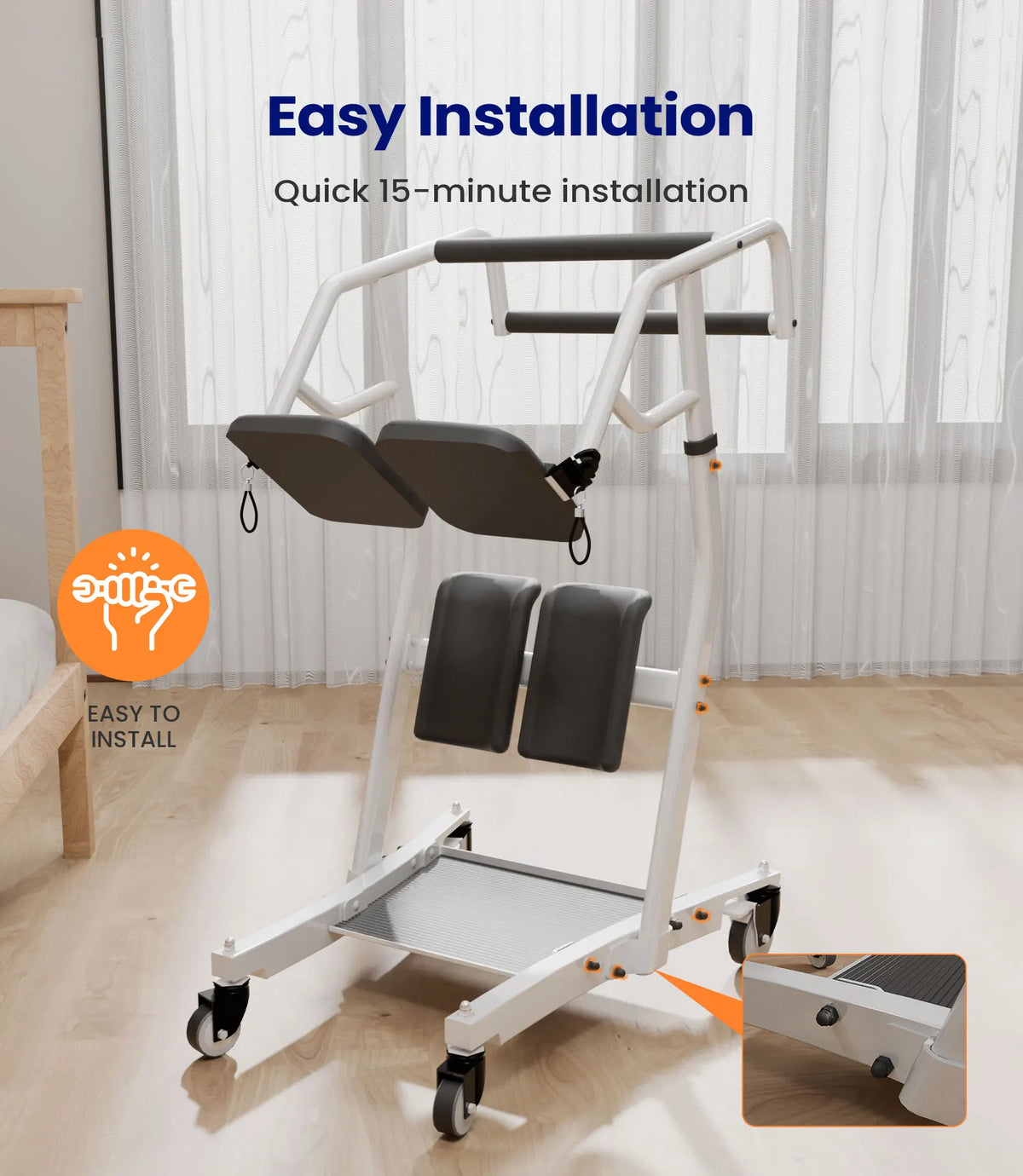 Ergonomic Patient Lift Assist Transfer Wheelchair